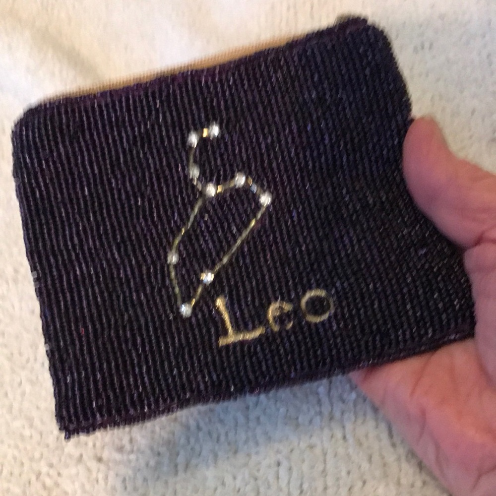 NWT Pier 1 Beaded Dark Purple Zodiac Coin Pouch - Picture 6 of 6
